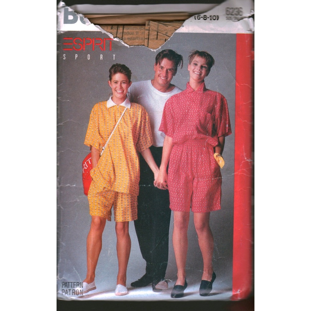 Vintage Esprit Sport Butterick 6236 Sewing Pattern Misses Top Shorts Size 6-8-10
